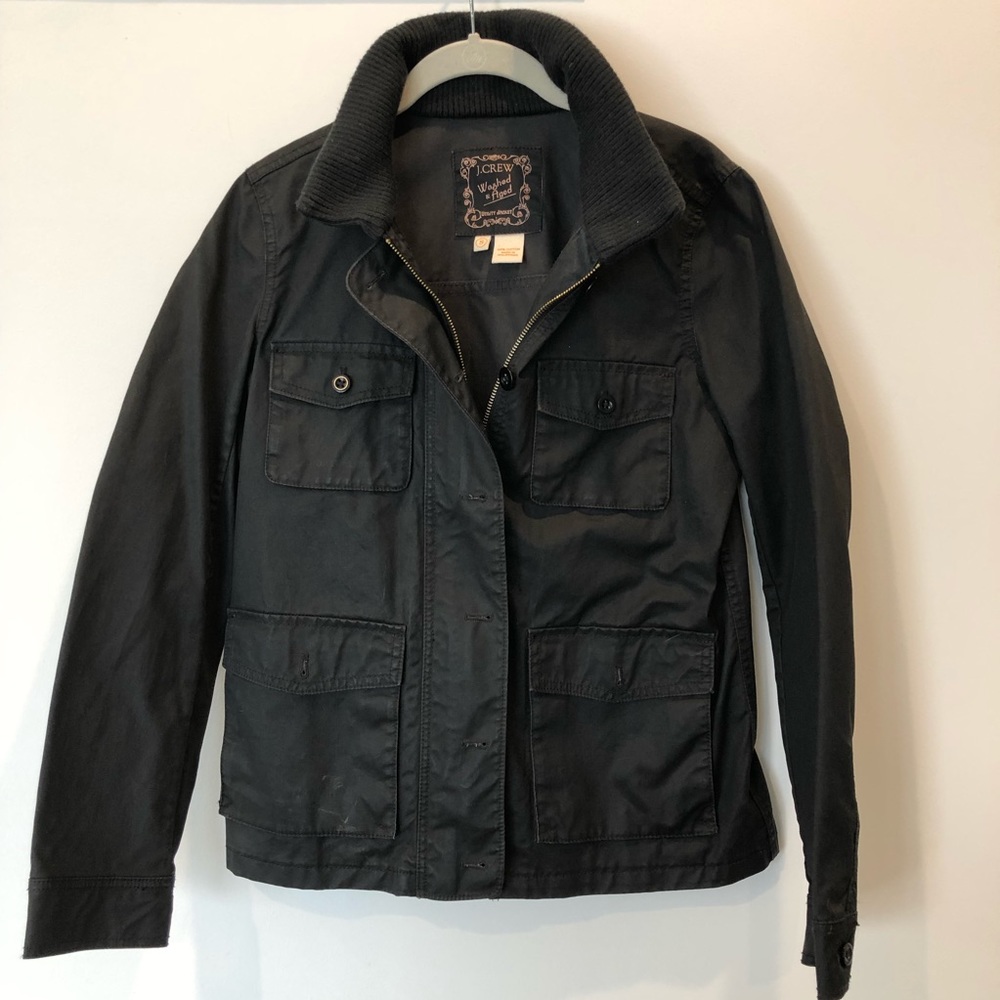 J. Crew black waxed canvas jacket